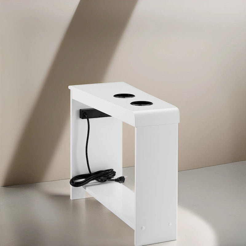 Table d'appoint étroite avec station de charge - Table de chevet avec rangement, 3 prises et 2 ports USB