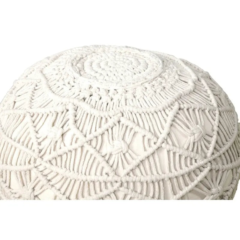 Pouf ottoman en macramé naturel