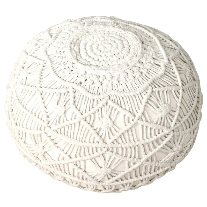 Pouf ottoman en macramé naturel