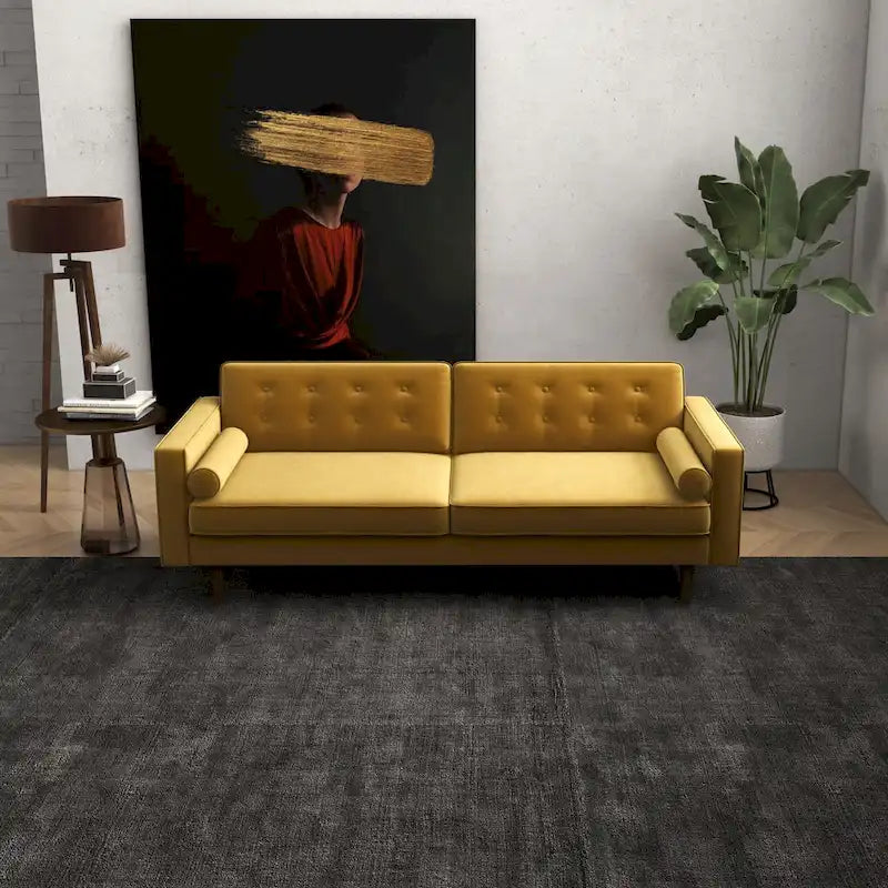 Canapé capitonné en velours, style Mid-Century Modern - Doré