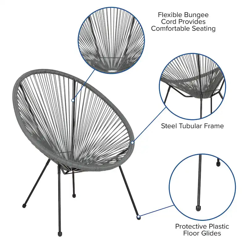 Fauteuil-hamac Papasan en rotin à élastiques - Capacité de 200 kg - 4 coloris