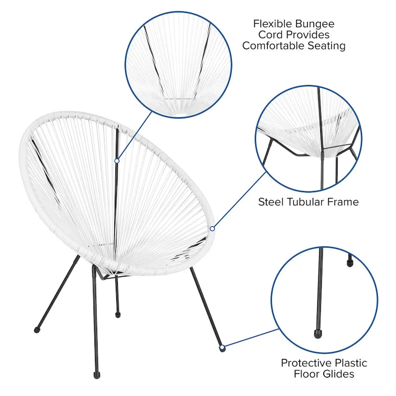 Fauteuil-hamac Papasan en rotin à élastiques - Capacité de 200 kg - 4 coloris