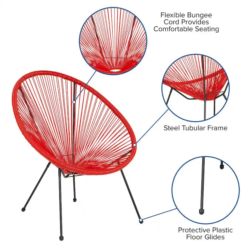 Fauteuil-hamac Papasan en rotin à élastiques - Capacité de 200 kg - 4 coloris