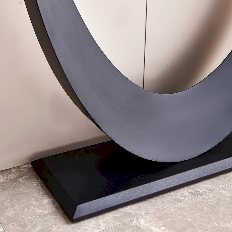 Console en pierre frittée moderne avec cadre en métal et pieds réglables - 120 cm