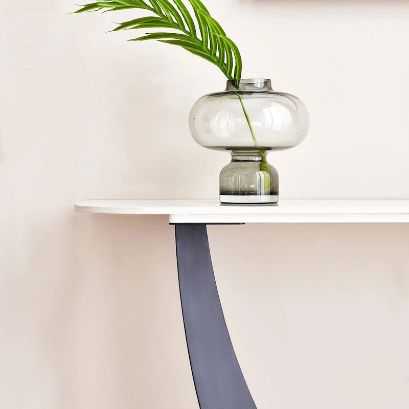 Console en pierre frittée moderne avec cadre en métal et pieds réglables - 120 cm