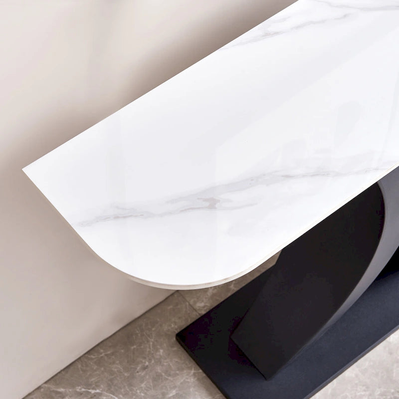 Console en pierre frittée moderne avec cadre en métal et pieds réglables - 120 cm
