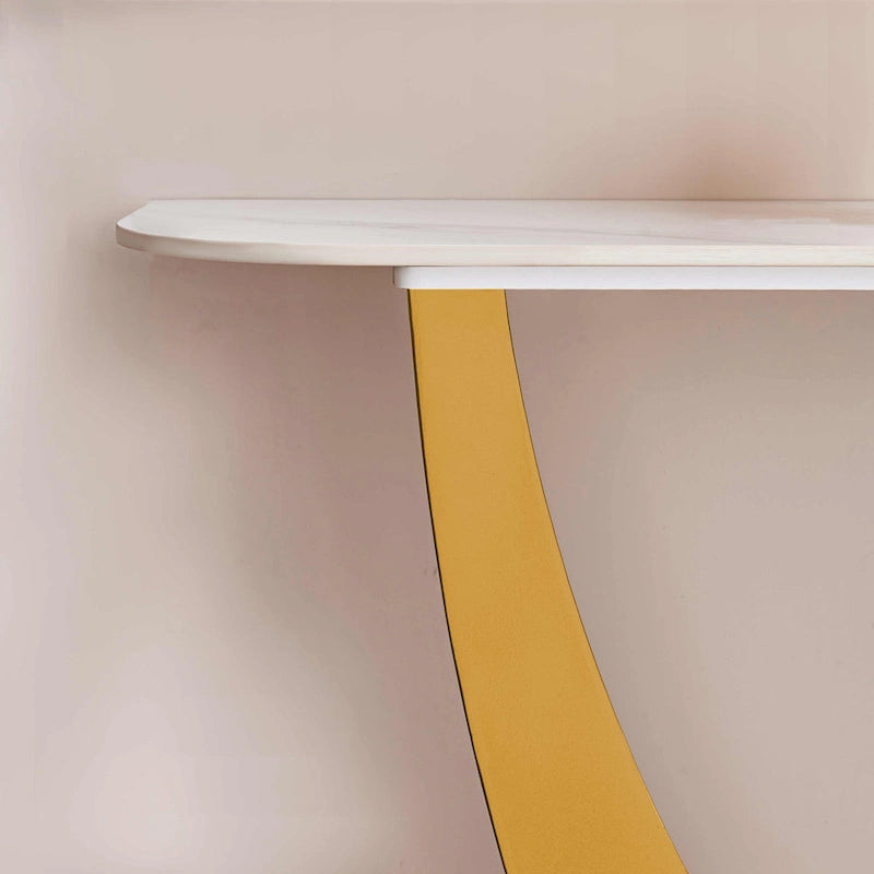 Console en pierre frittée moderne avec cadre en métal et pieds réglables - 120 cm