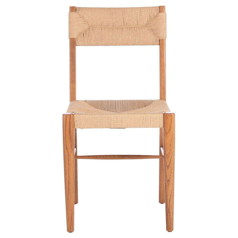 Lot de 2 chaises de salle à manger en rotin - Cadre en chêne massif naturel - 16L x 21P x 34H pouces
