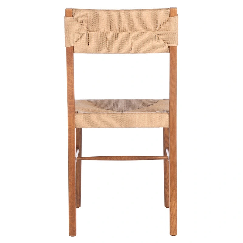 Lot de 2 chaises de salle à manger en rotin - Cadre en chêne massif naturel - 16L x 21P x 34H pouces