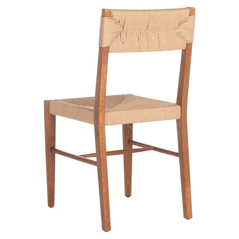 Lot de 2 chaises de salle à manger en rotin - Cadre en chêne massif naturel - 16L x 21P x 34H pouces