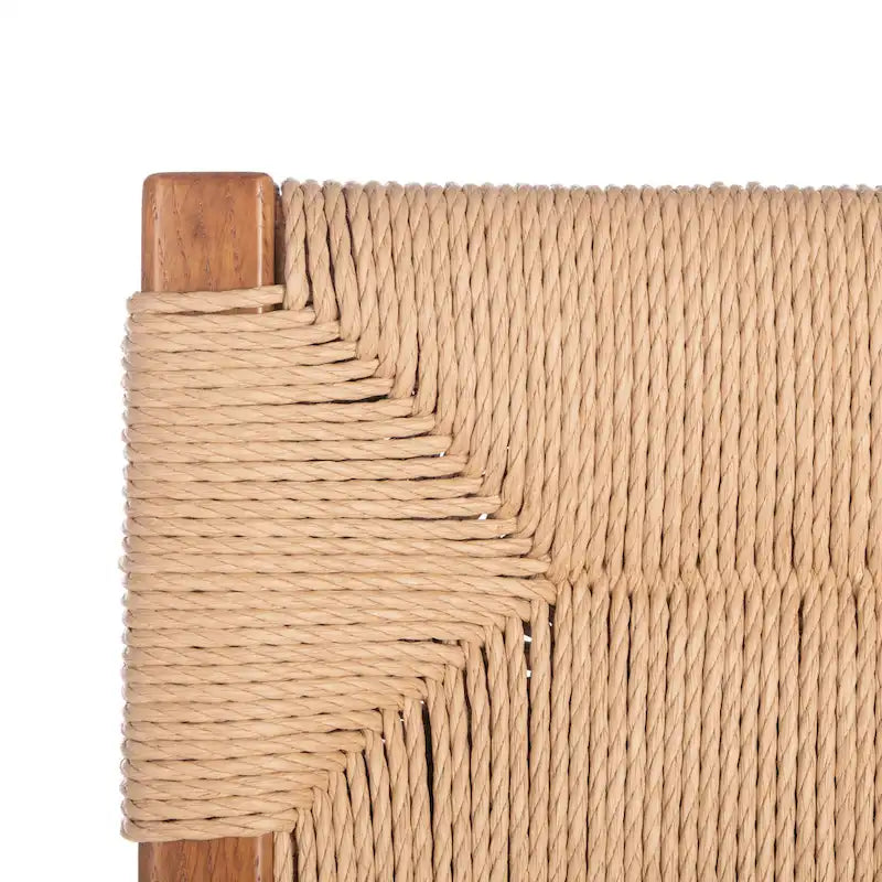 Lot de 2 chaises de salle à manger en rotin - Cadre en chêne massif naturel - 16L x 21P x 34H pouces