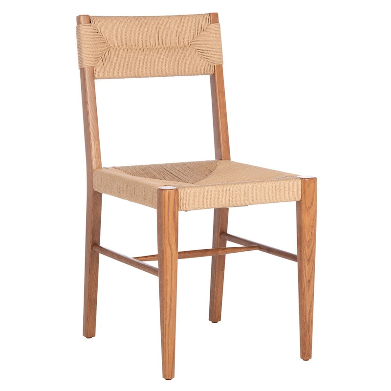 Lot de 2 chaises de salle à manger en rotin - Cadre en chêne massif naturel - 16L x 21P x 34H pouces