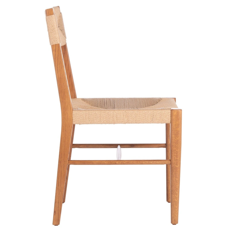 Lot de 2 chaises de salle à manger en rotin - Cadre en chêne massif naturel - 16L x 21P x 34H pouces