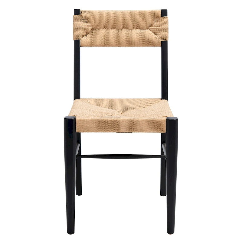 Lot de 2 chaises de salle à manger en rotin - Cadre en chêne massif naturel - 16L x 21P x 34H pouces