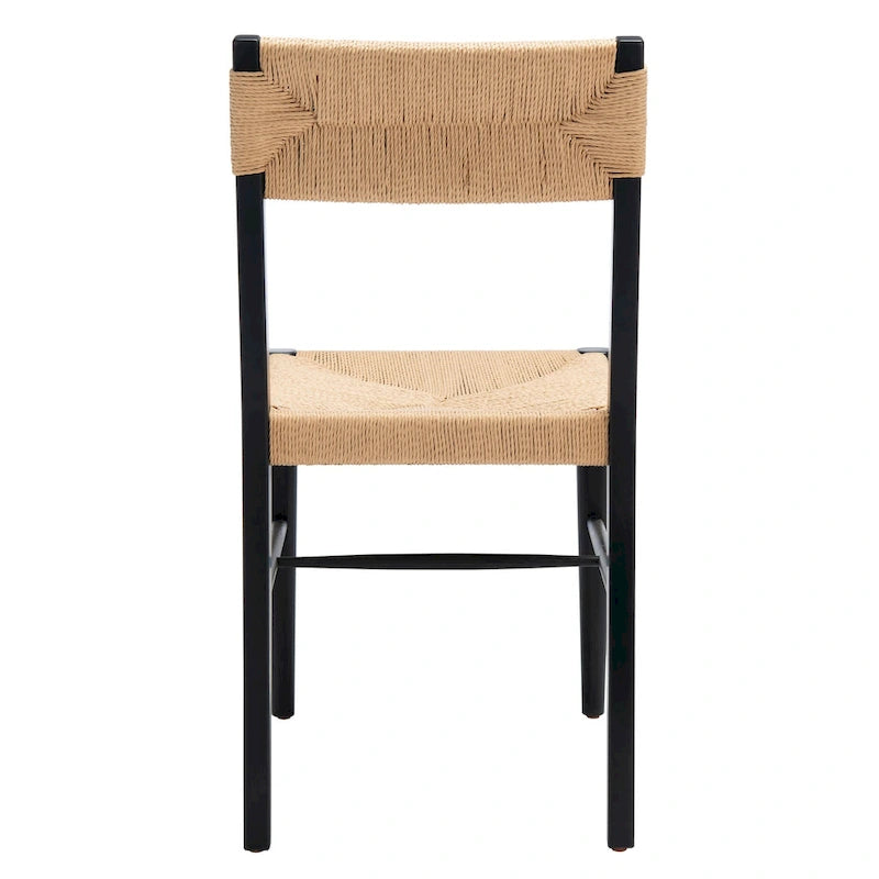 Lot de 2 chaises de salle à manger en rotin - Cadre en chêne massif naturel - 16L x 21P x 34H pouces