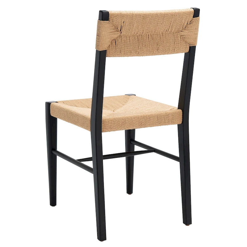 Lot de 2 chaises de salle à manger en rotin - Cadre en chêne massif naturel - 16L x 21P x 34H pouces