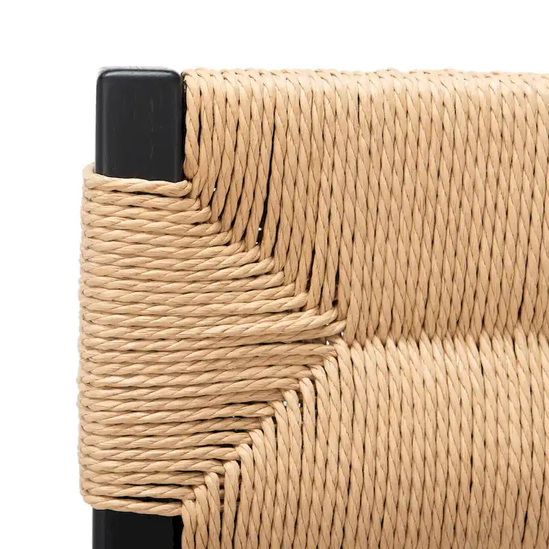 Lot de 2 chaises de salle à manger en rotin - Cadre en chêne massif naturel - 16L x 21P x 34H pouces
