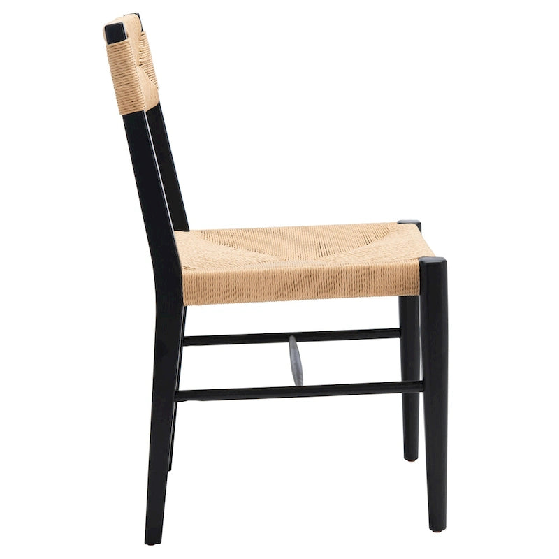 Lot de 2 chaises de salle à manger en rotin - Cadre en chêne massif naturel - 16L x 21P x 34H pouces