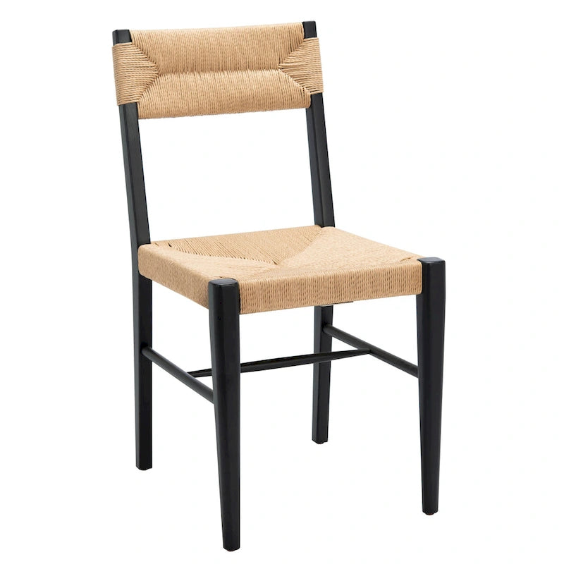 Lot de 2 chaises de salle à manger en rotin - Cadre en chêne massif naturel - 16L x 21P x 34H pouces