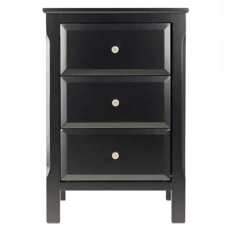 Table de chevet et d'appoint noire à 3 tiroirs - 15.75L x 15.75P x 23.63H pouces