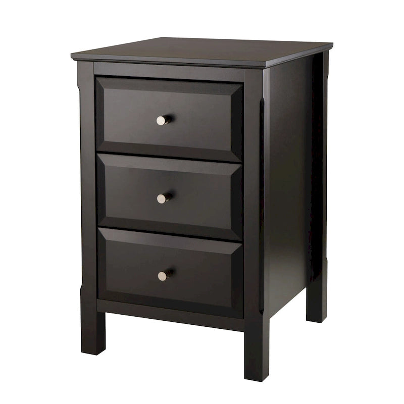 Table de chevet et d'appoint noire à 3 tiroirs - 15.75L x 15.75P x 23.63H pouces