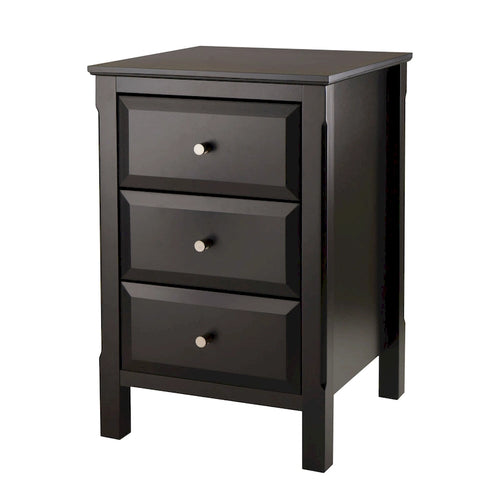 Table de chevet et d'appoint noire à 3 tiroirs - 15.75L x 15.75P x 23.63H pouces