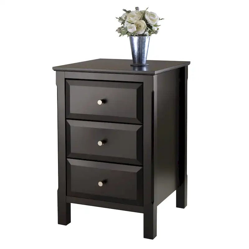 Table de chevet et d'appoint noire à 3 tiroirs - 15.75L x 15.75P x 23.63H pouces
