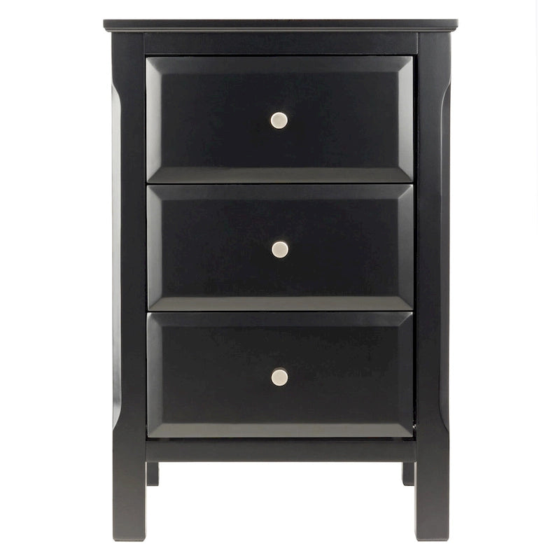 Table de chevet et d'appoint noire à 3 tiroirs - 15.75L x 15.75P x 23.63H pouces