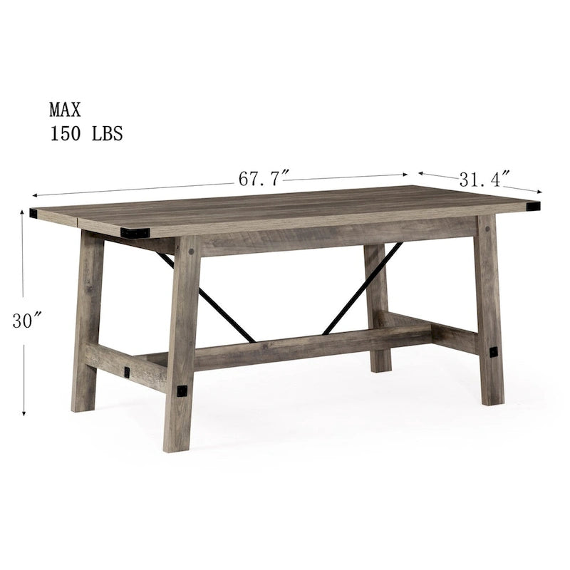 Table de salle à manger style rustique moderne pour 6 personnes - Grise