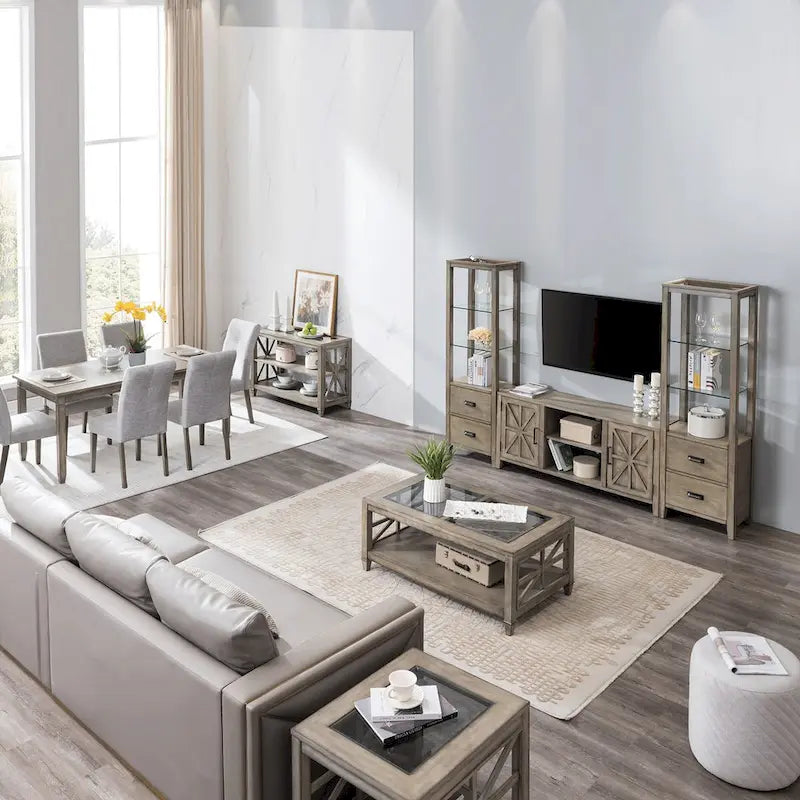 Table basse rectangulaire en verre trempé avec étagère - 45,5W x 19H pouces