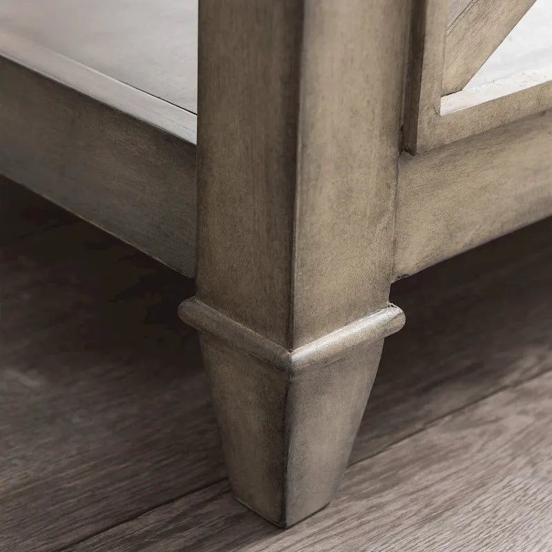 Table basse rectangulaire en verre trempé avec étagère - 45,5W x 19H pouces