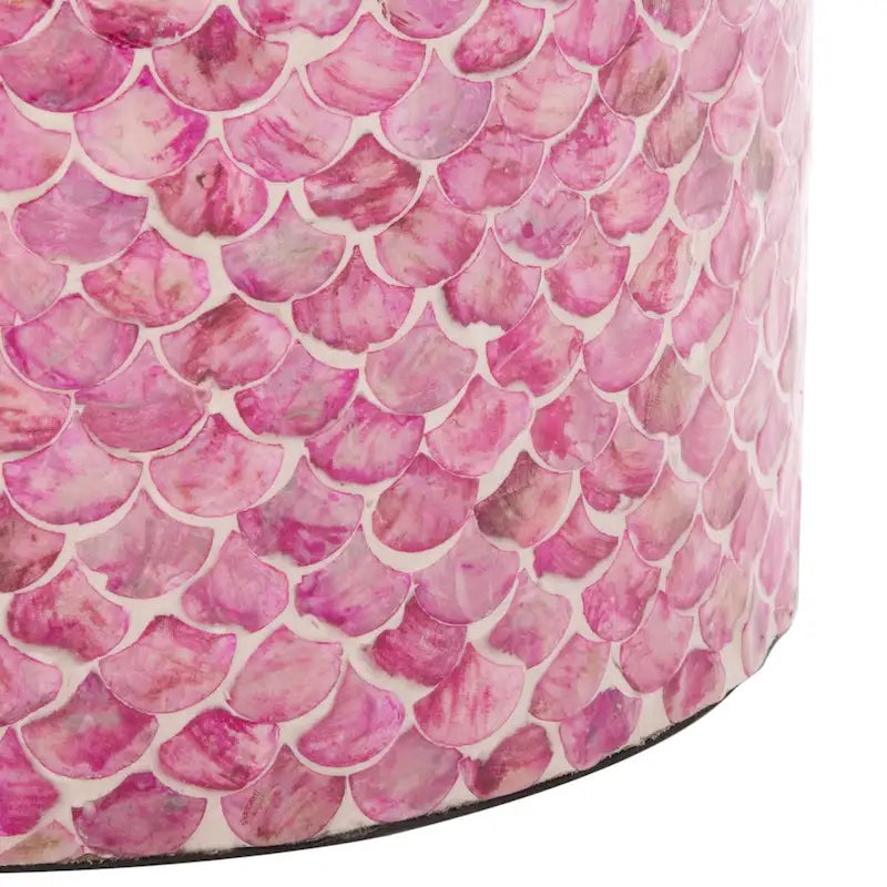 Table d'appoint ronde rose foncé - Motif écaille de poisson - 14L x 14P x 20H po