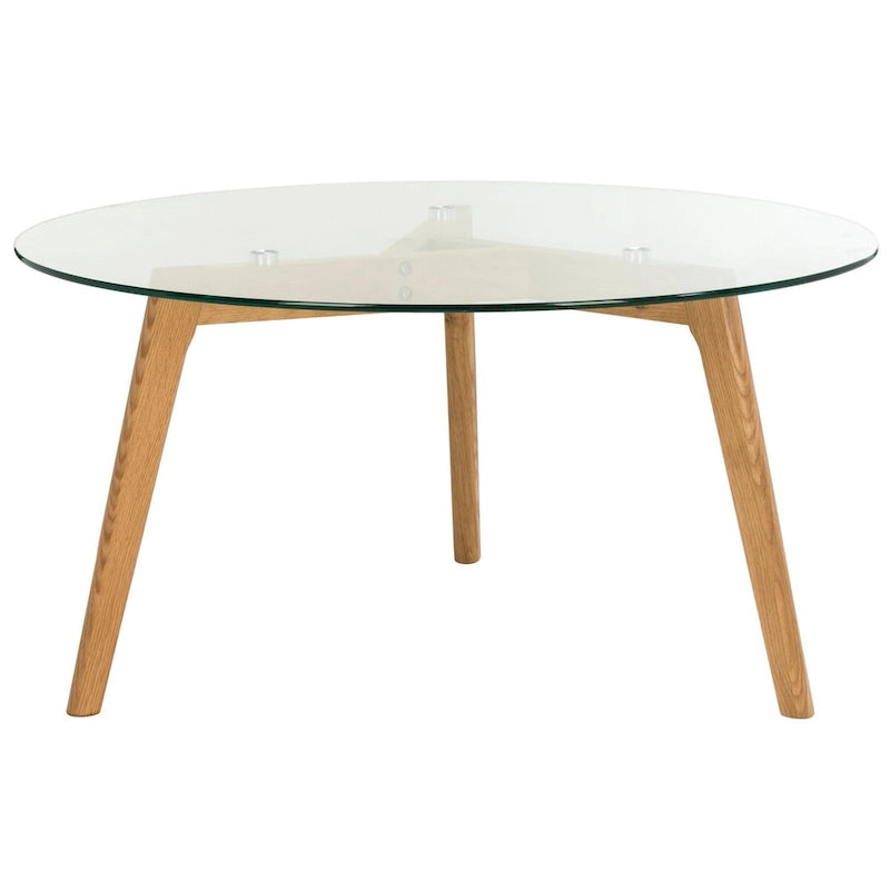 Table basse ronde en verre du milieu du siècle - 35L x 35P x 18H pouces