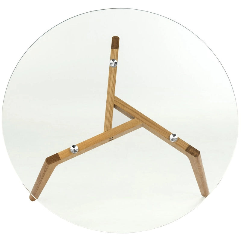 Table basse ronde en verre du milieu du siècle - 35L x 35P x 18H pouces