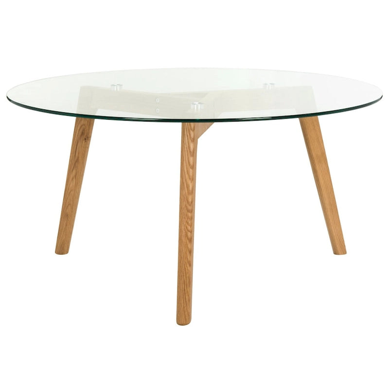 Table basse ronde en verre du milieu du siècle - 35L x 35P x 18H pouces