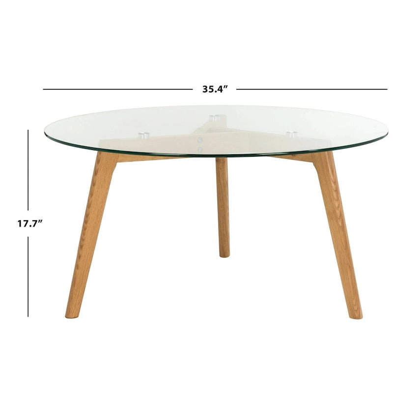 Table basse ronde en verre du milieu du siècle - 35L x 35P x 18H pouces