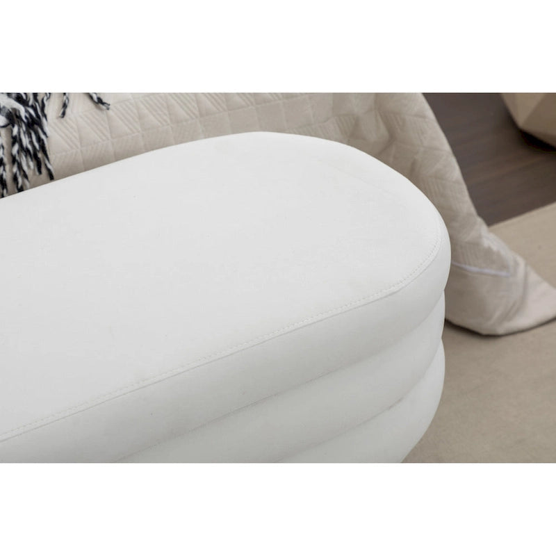Banc de rangement capitonné en velours avec pieds en bois - Capacité de 136 kg