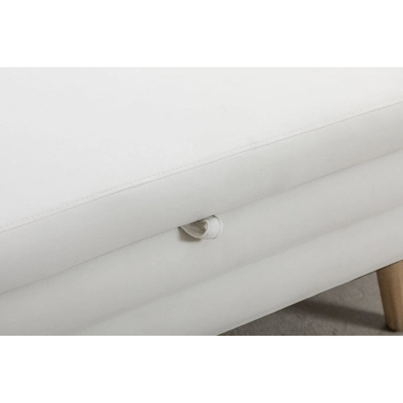 Banc de rangement capitonné en velours avec pieds en bois - Capacité de 136 kg