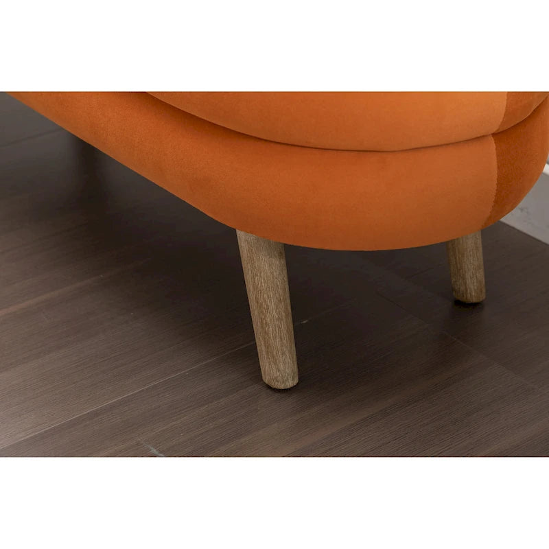 Banc de rangement capitonné en velours avec pieds en bois - Capacité de 136 kg
