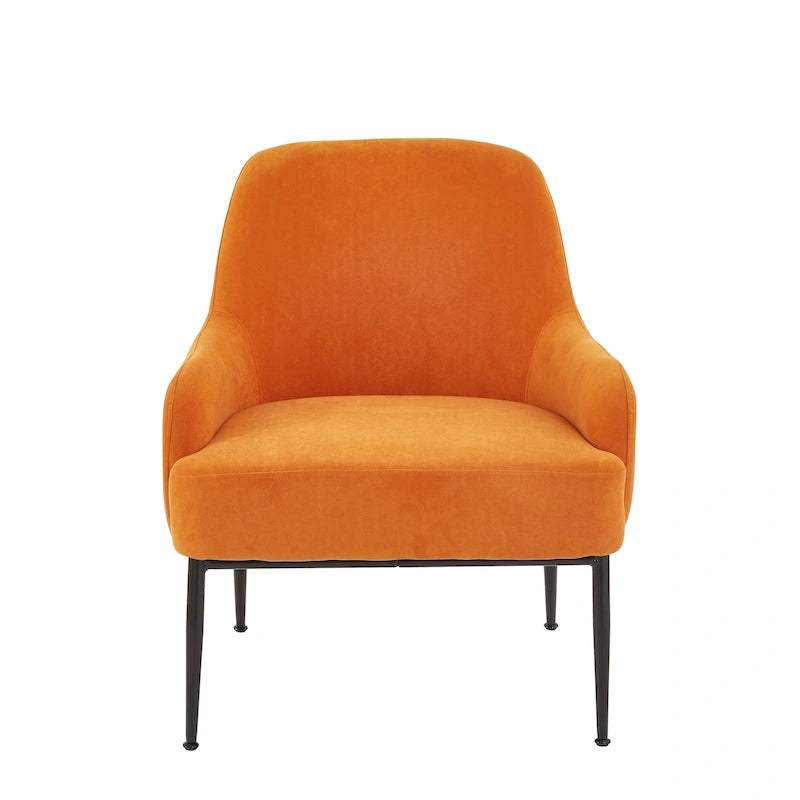 Fauteuil d'appoint d'intérieur en velours du milieu du siècle avec accoudoirs inclinés