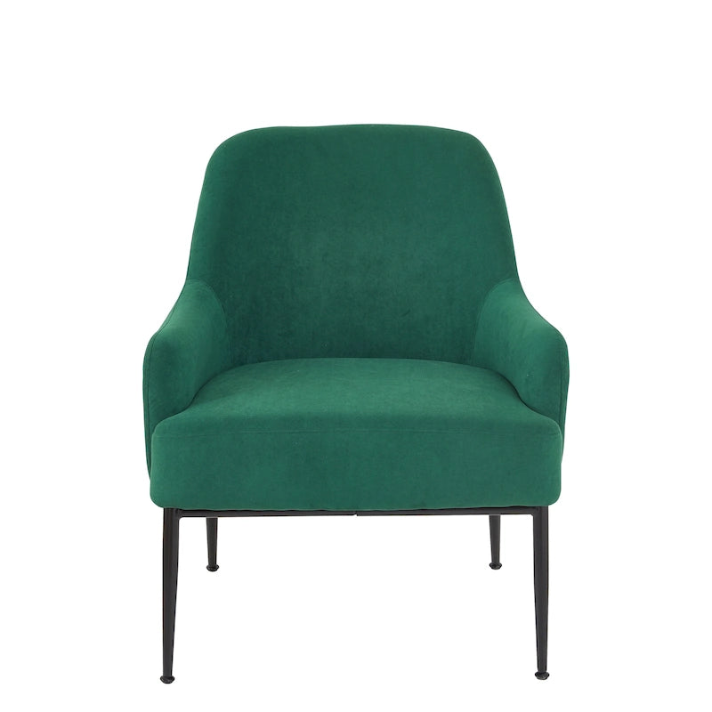 Fauteuil d'appoint d'intérieur en velours du milieu du siècle avec accoudoirs inclinés