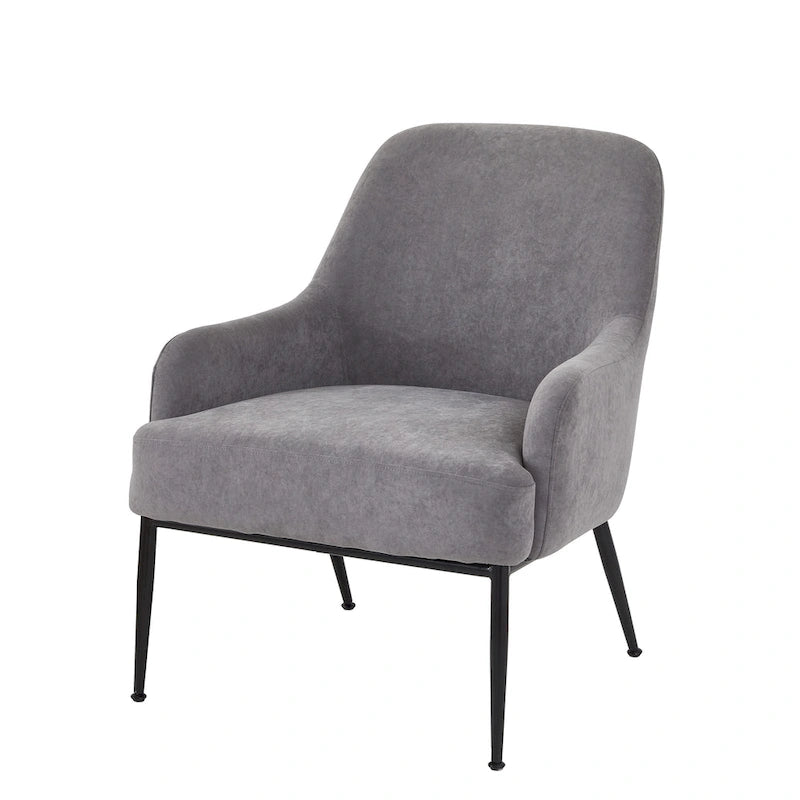 Fauteuil d'appoint d'intérieur en velours du milieu du siècle avec accoudoirs inclinés