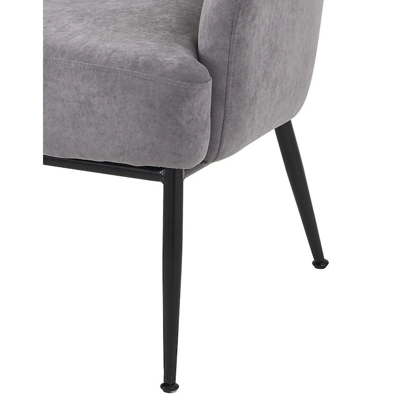 Fauteuil d'appoint d'intérieur en velours du milieu du siècle avec accoudoirs inclinés