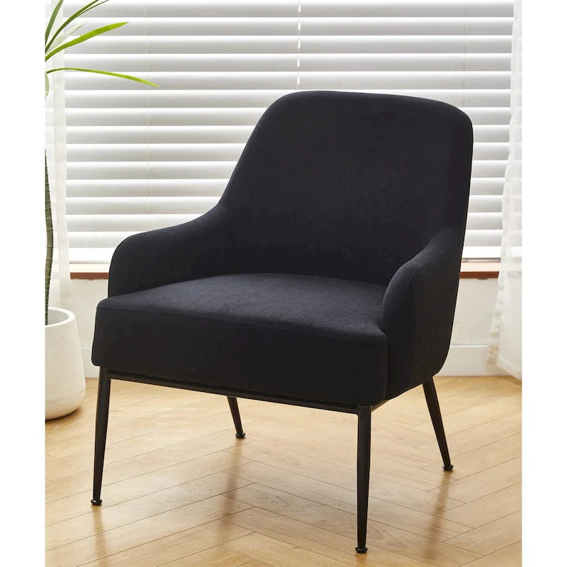 Fauteuil d'appoint d'intérieur en velours du milieu du siècle avec accoudoirs inclinés