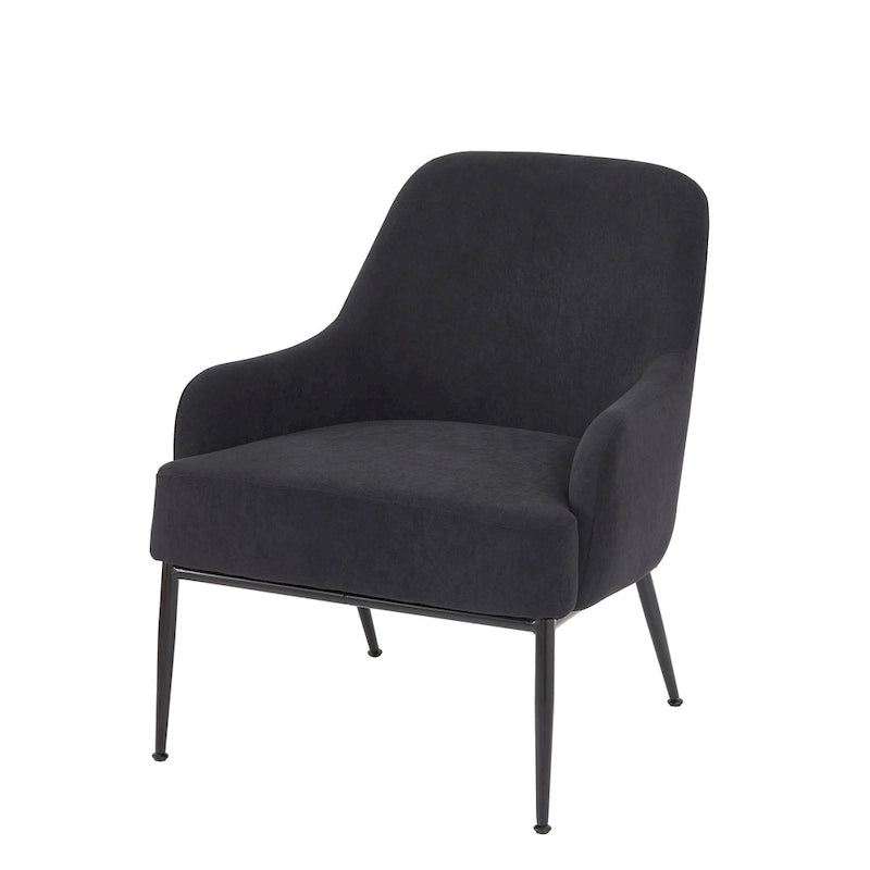 Fauteuil d'appoint d'intérieur en velours du milieu du siècle avec accoudoirs inclinés