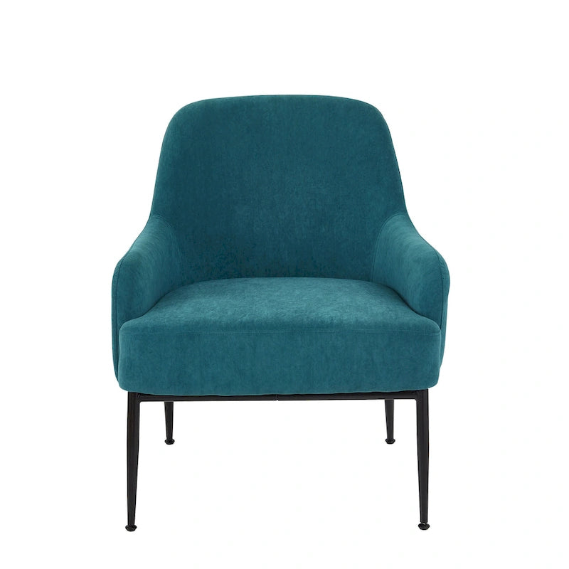 Fauteuil d'appoint d'intérieur en velours du milieu du siècle avec accoudoirs inclinés