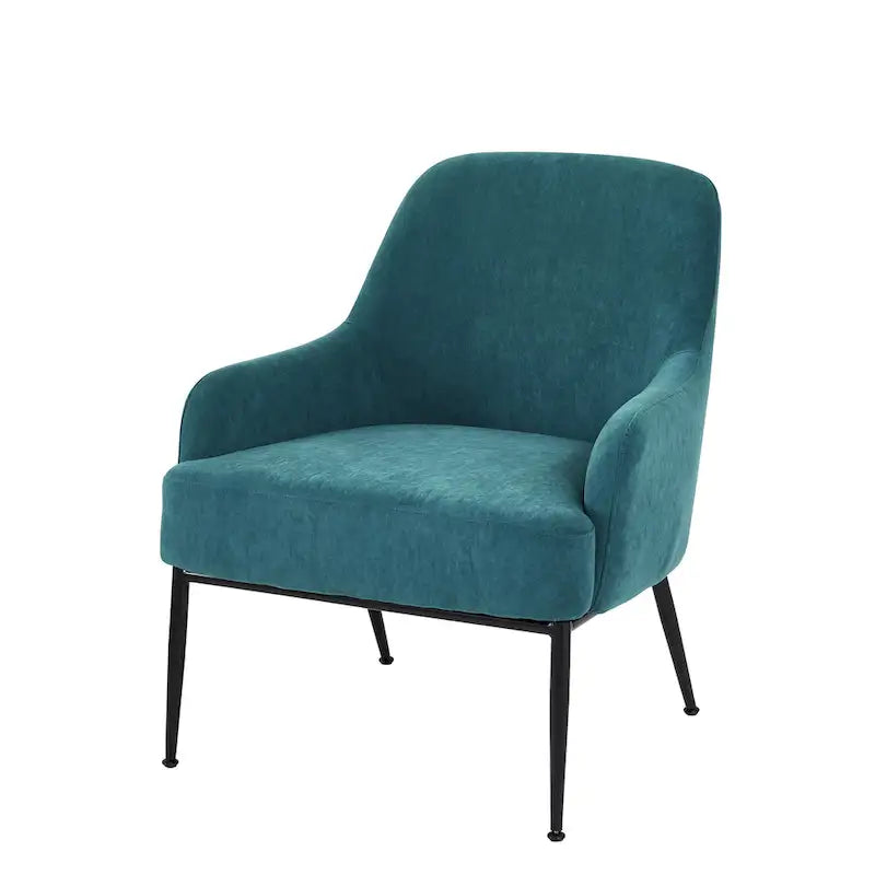 Fauteuil d'appoint d'intérieur en velours du milieu du siècle avec accoudoirs inclinés