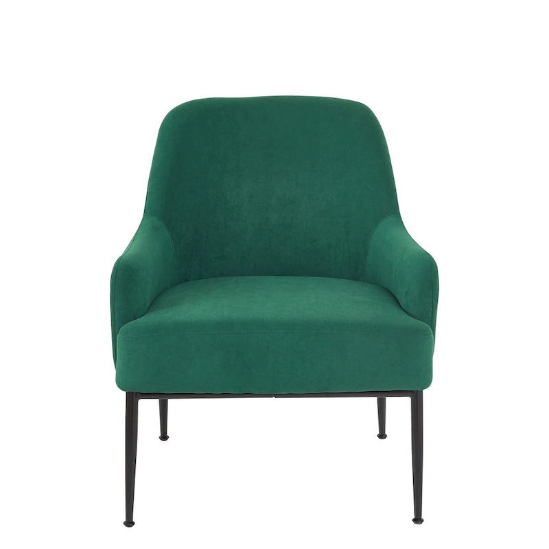 Fauteuil d'appoint d'intérieur en velours du milieu du siècle avec accoudoirs inclinés