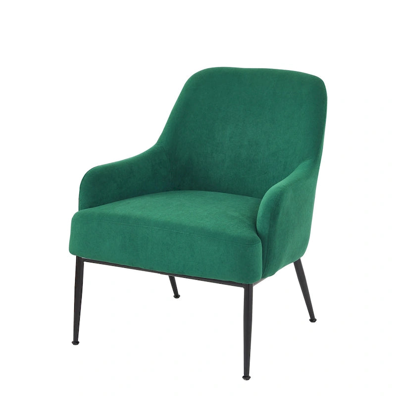 Fauteuil d'appoint d'intérieur en velours du milieu du siècle avec accoudoirs inclinés