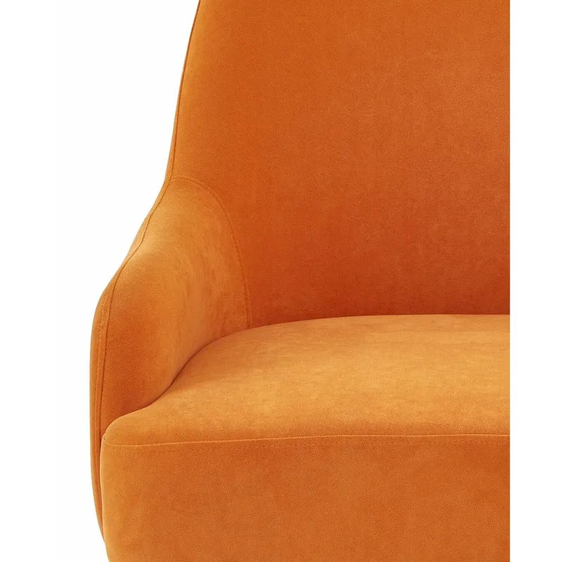Fauteuil d'appoint d'intérieur en velours du milieu du siècle avec accoudoirs inclinés
